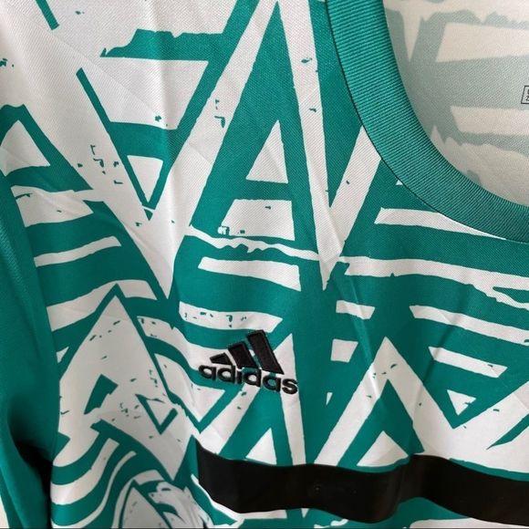 Adidas Sz 2XL Long Sleeve Jersey Green/White - Picture 4 of 7
